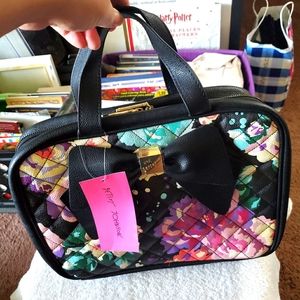 XOX Betsey Johnson Black Floral Cosmetic Case